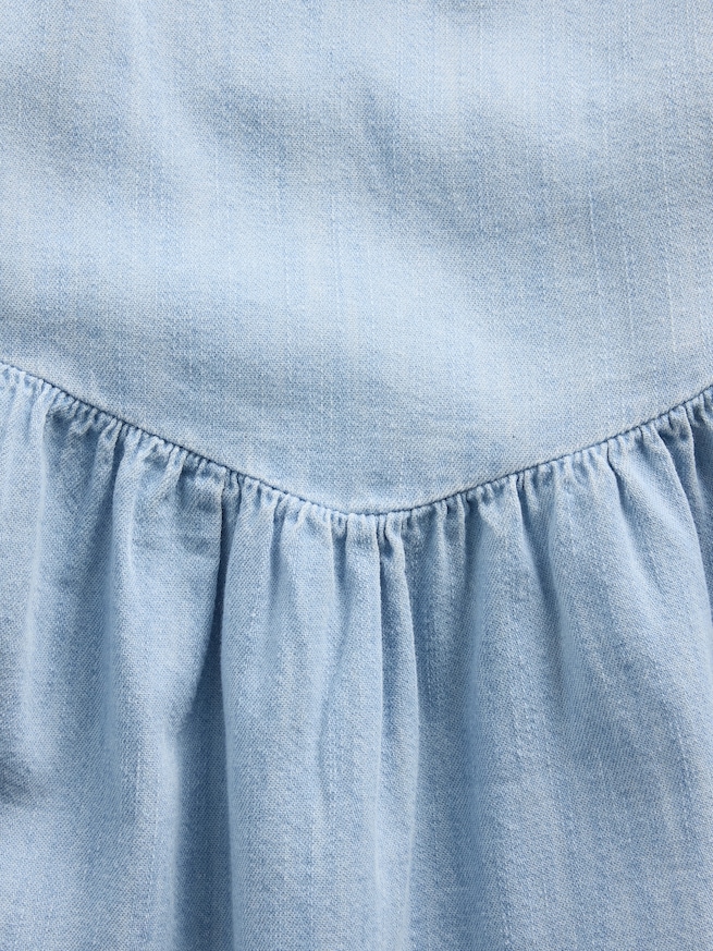 デニム フラッターフリルスリーブ スイートハートワンピース-3