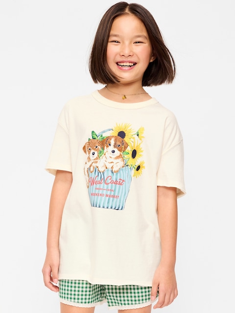 T-SHIRT SURDIMENSIONNÉ À MANCHES COURTES ET À IMPRIMÉ POUR FILLE