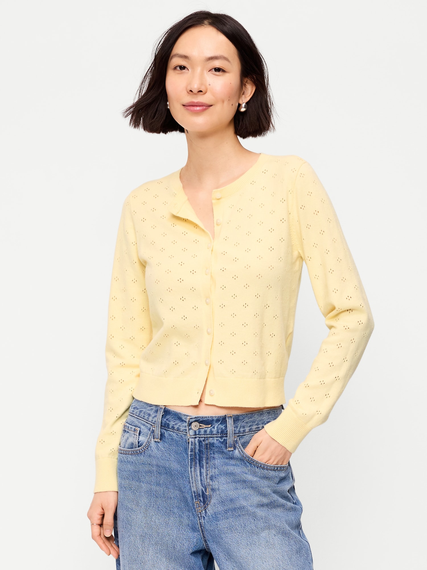 SoSoft Lite Cropped Pointelle Cardigan