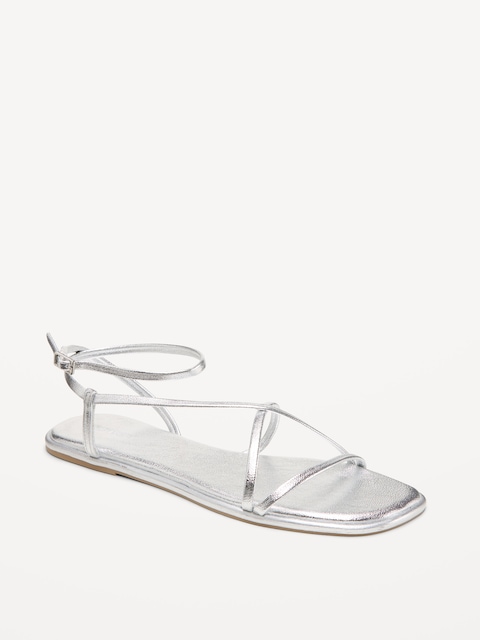 Strappy Faux-Leather Sandals