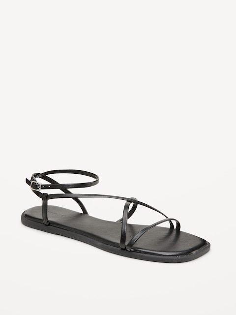 Strappy Faux-Leather Sandals