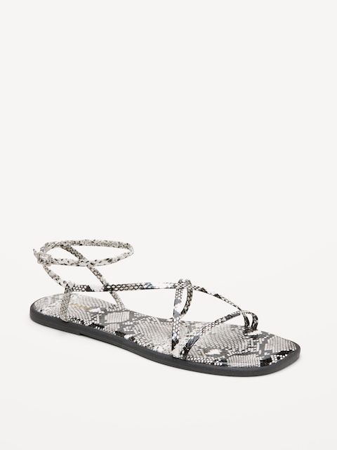 Strappy Faux-Leather Sandals