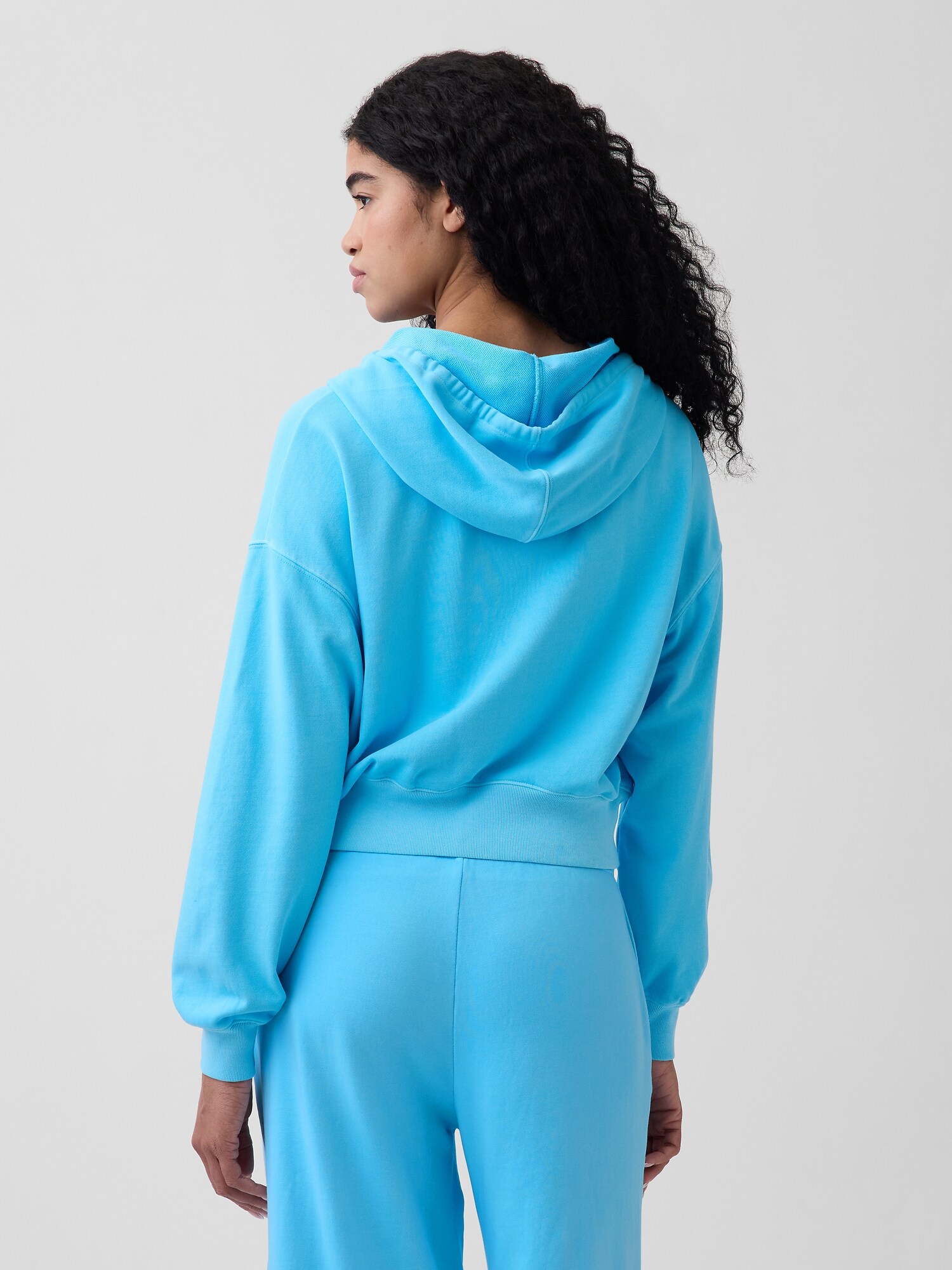 オーバーサイズ GAPロゴ フレンチテリー ジップアップパーカー-2