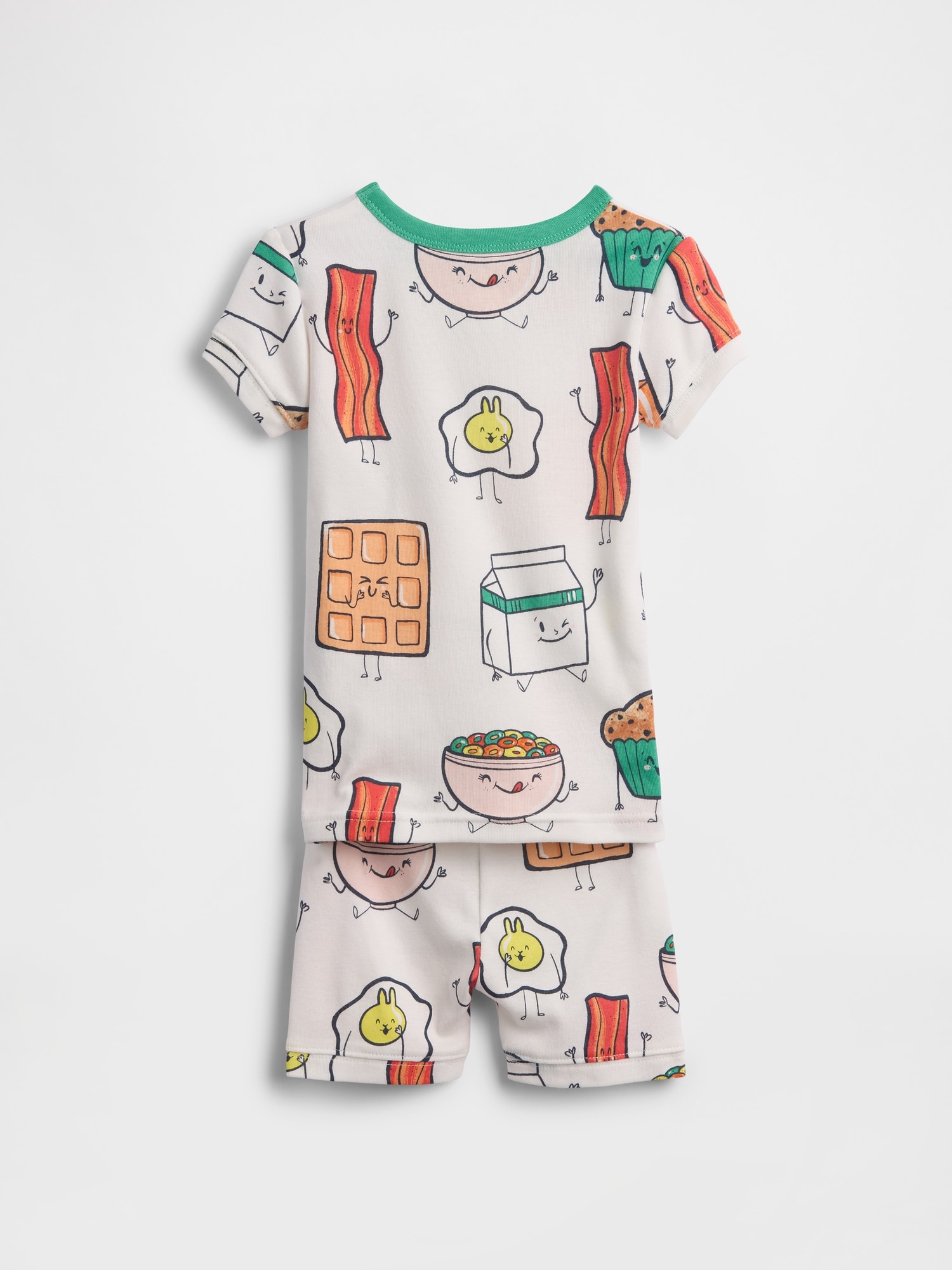 Pyjama court en coton biologique brossé à motifs de petit-déjeuner pour Bébé et Tout-petit