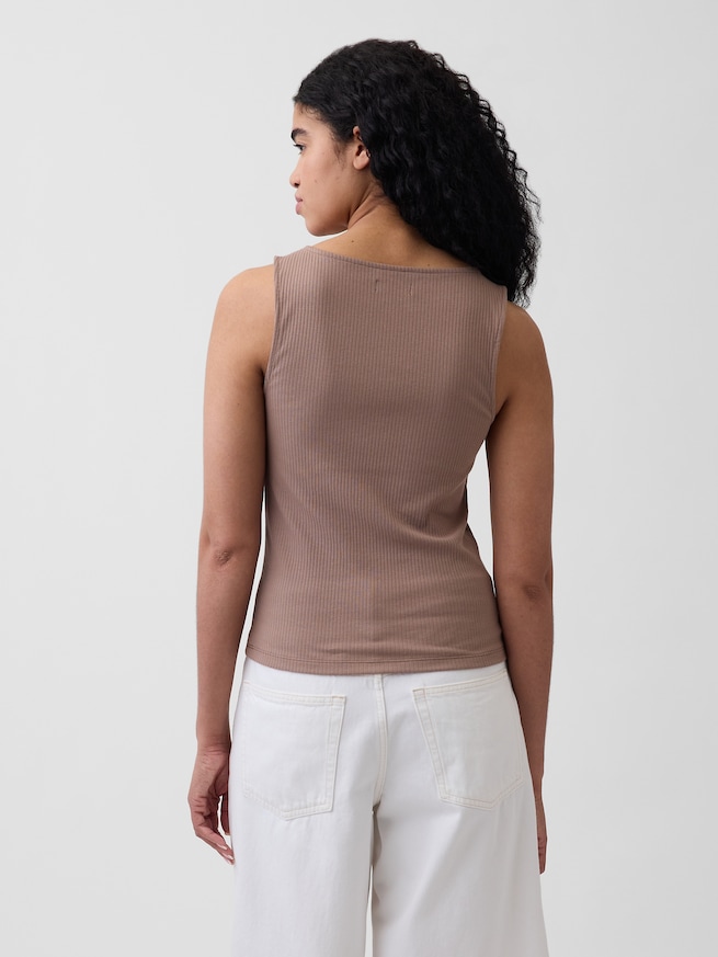 リブ ボタンアップ タンクトップ-2