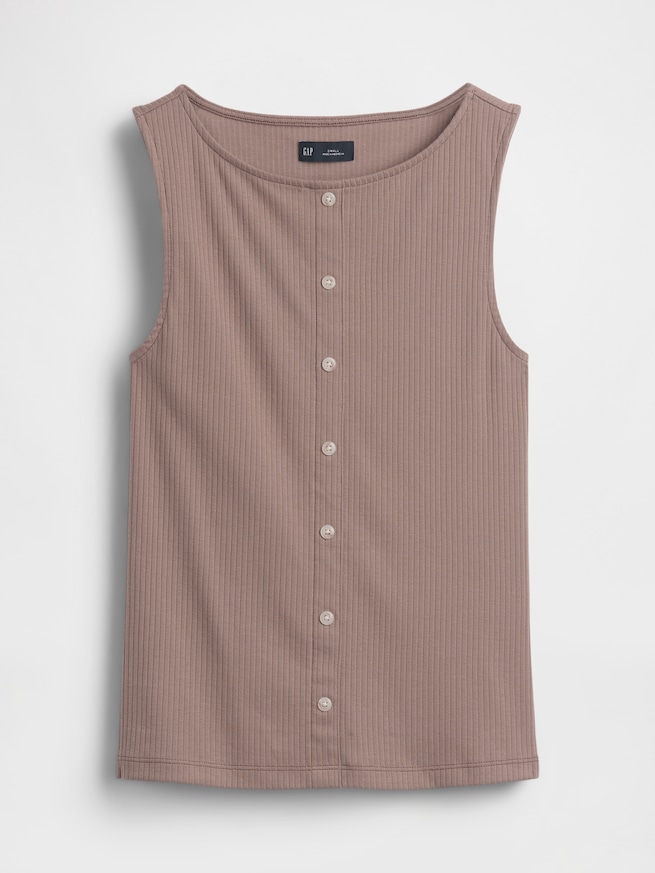 リブ ボタンアップ タンクトップ-4