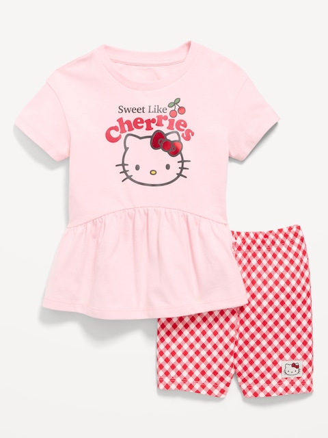 ENSEMBLE DE T-SHIRT À IMPRIMÉ HELLO KITTY® À MANCHES COURTES ET CUISSARD POUR TOUTE-PETITE