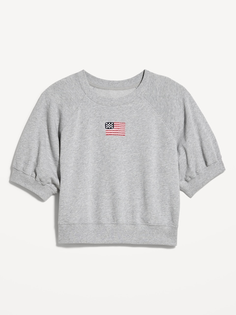 Short-Sleeve Cropped Raglan Sweatshirt