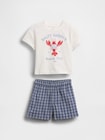 ロブスターグラフィックTシャツ＆プレイドショートパンツセット (ベビー)-0