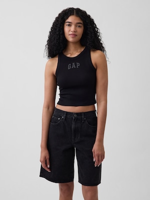 リブ GAPロゴ クロップド タンクトップ