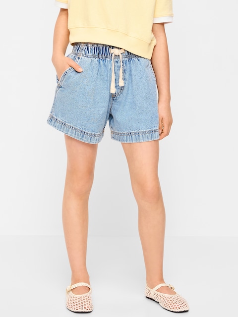 High-Waisted Pull-On Jean Shorts for Girls