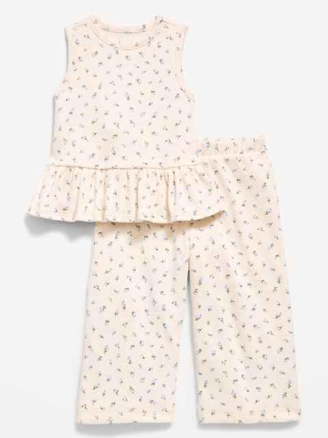 ENSEMBLE AVEC HAUT SANS MANCHES CÔTELÉ À BASQUE ET PANTALON POUR BÉBÉ