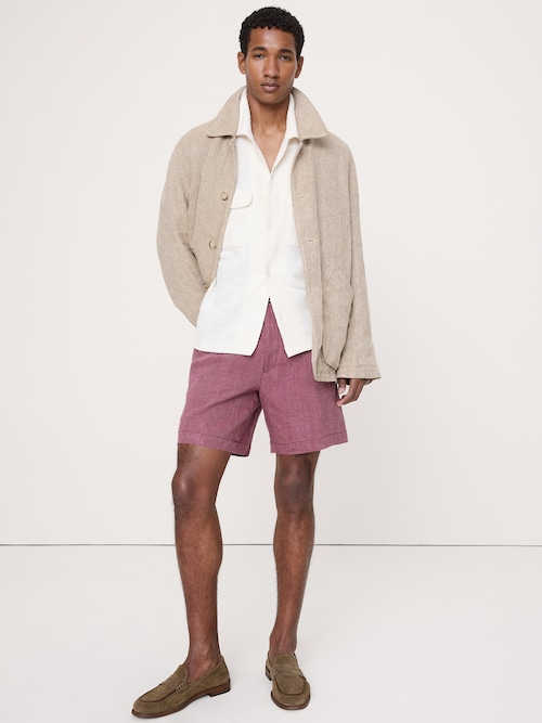 7インチ リネン プルオン ショートパンツ