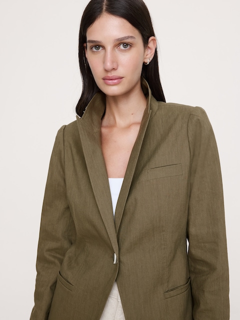 BLAZER LONG EN LIN ET VISCOSE EXTENSIBLE