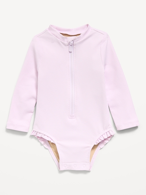 Long-Sleeve Rashguard Swim One-Piece for Baby