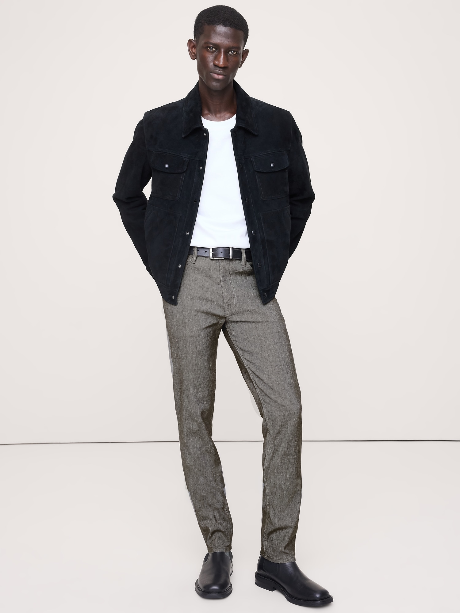 PANTALON VOYAGEUR ÉTROIT EN LIN ET COTON - Vert