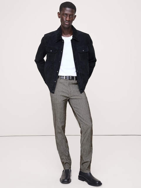PANTALON VOYAGEUR ÉTROIT EN LIN ET COTON - Vert