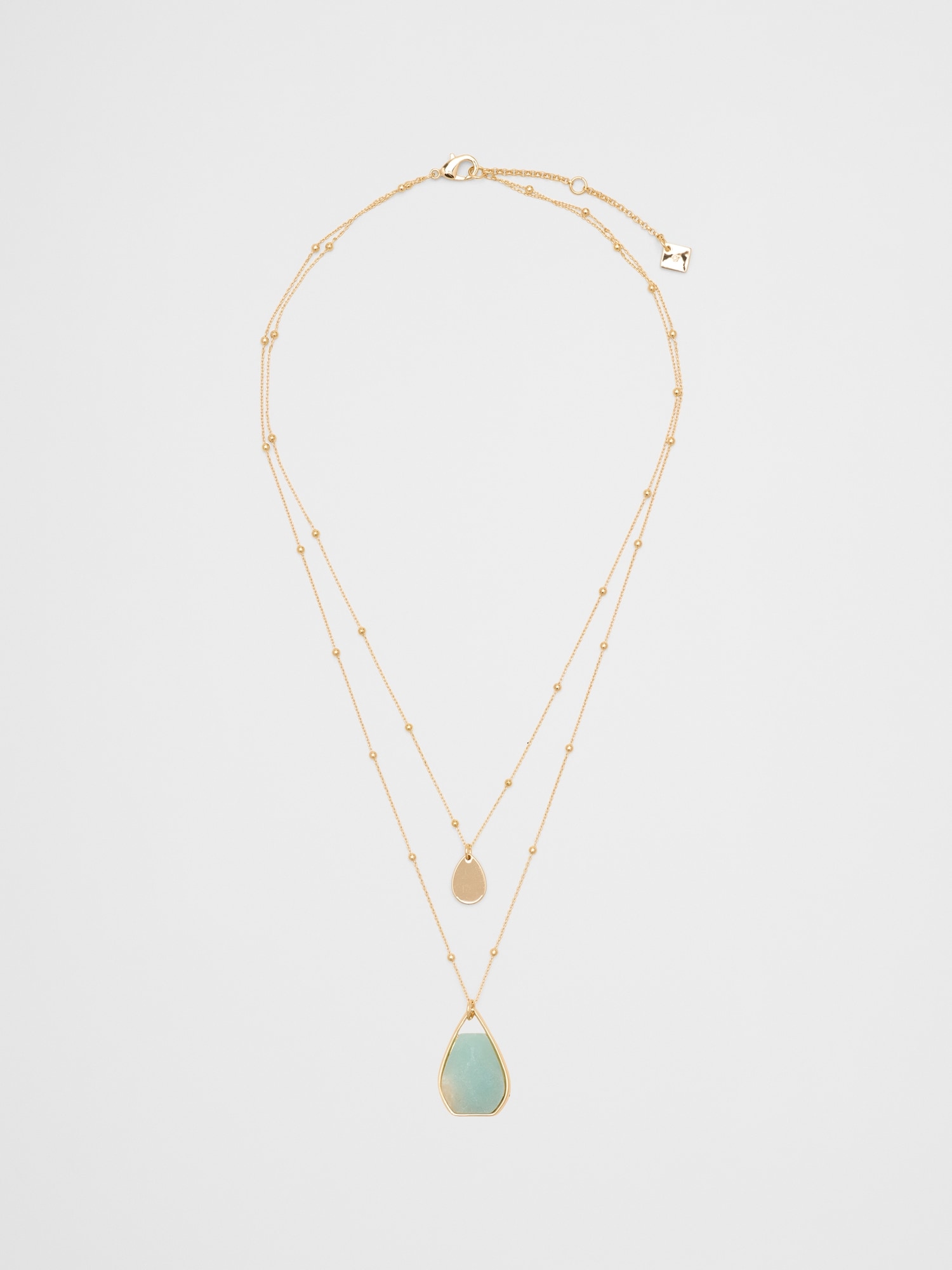 Teardrop Faceted Stone Pendant Delicate Necklace