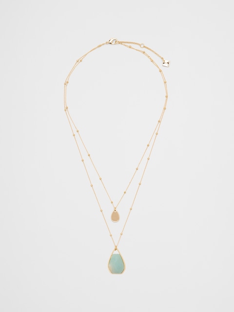 Teardrop Faceted Stone Pendant Delicate Necklace
