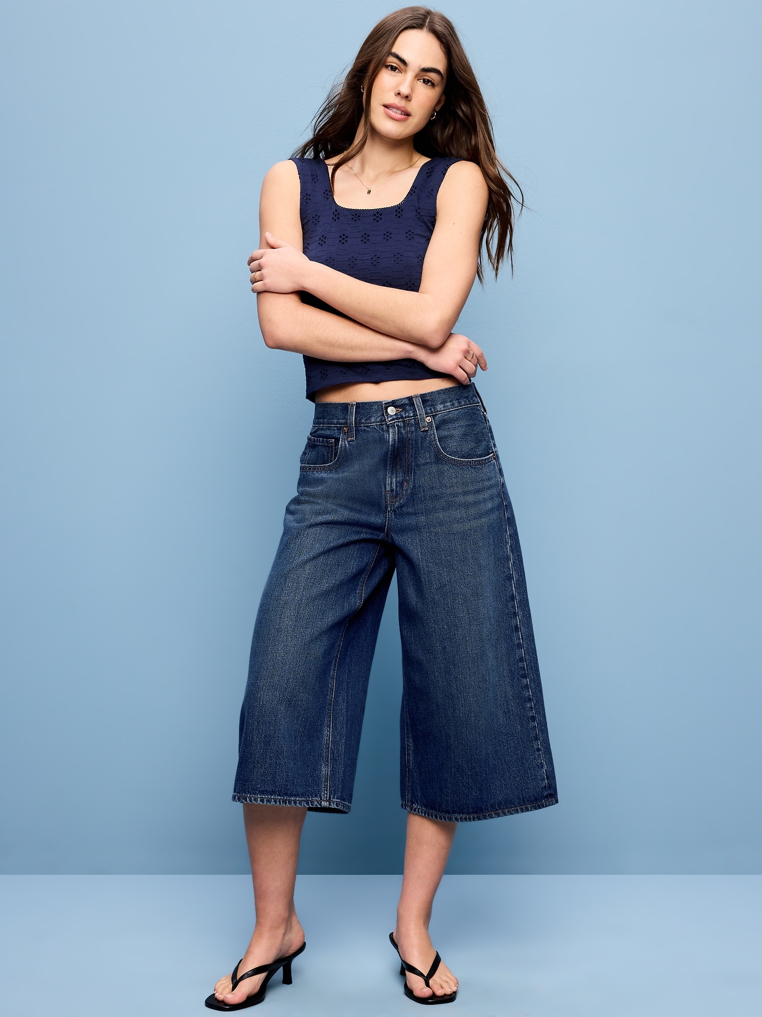 Mid-Rise Baggy Culottes