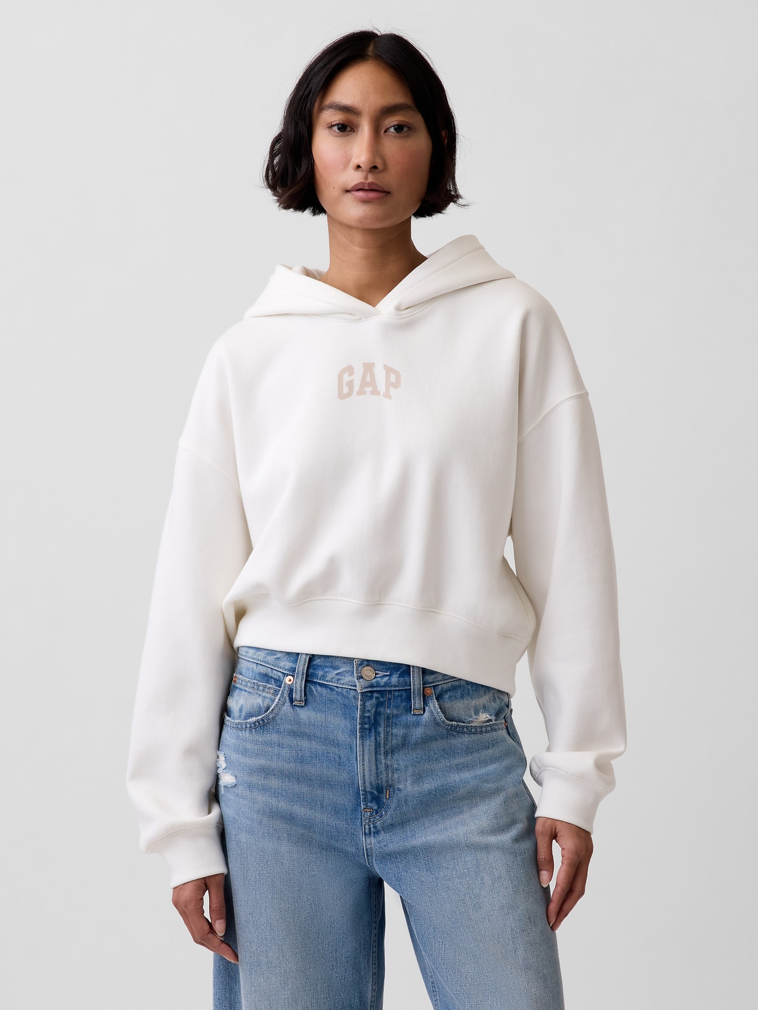 VintageSoft Oversized Crop Logo Hoodie