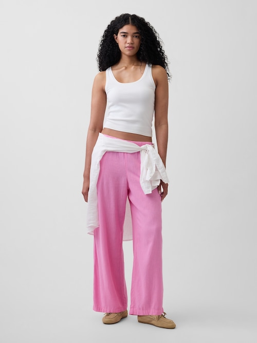 リラックスフィット リネンブレンド ワイドパンツ