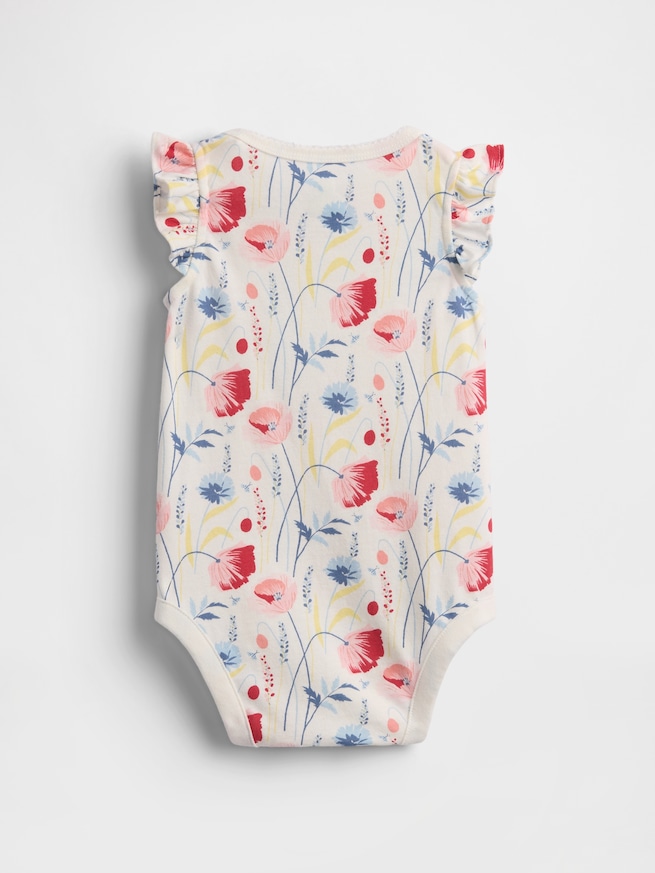 はじめてのお気に入り オーガニックコットン フラッターフリル袖 ボディスーツ (ベビー)-1