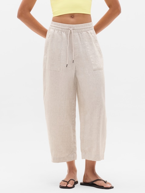 Retreat Linen Easy Barrel Crop Pant