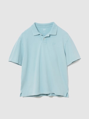 リラックスフィット ピケ クロップド ポロシャツ