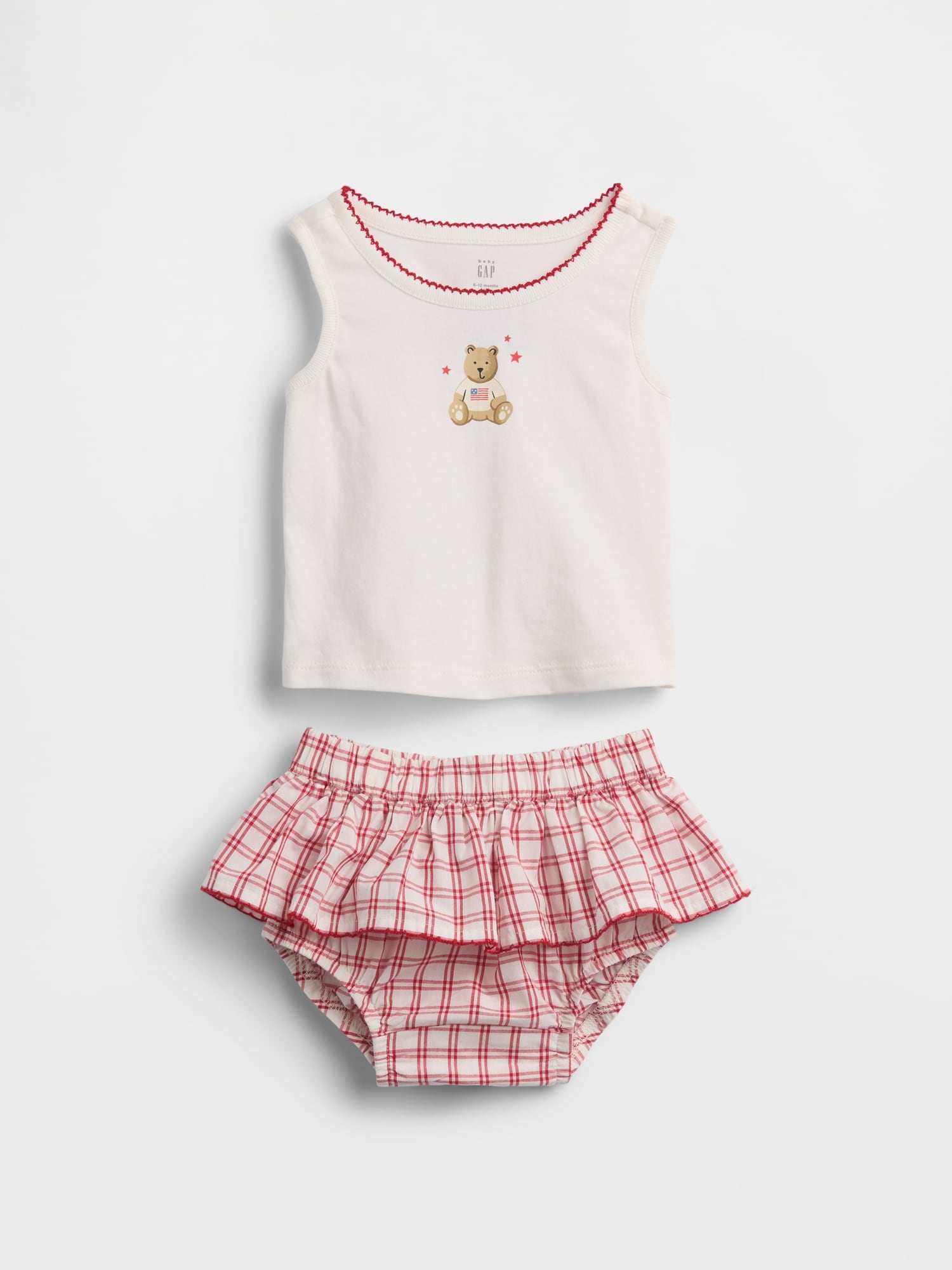 Baby Brannan Bear Tank Top & Plaid Skort Set