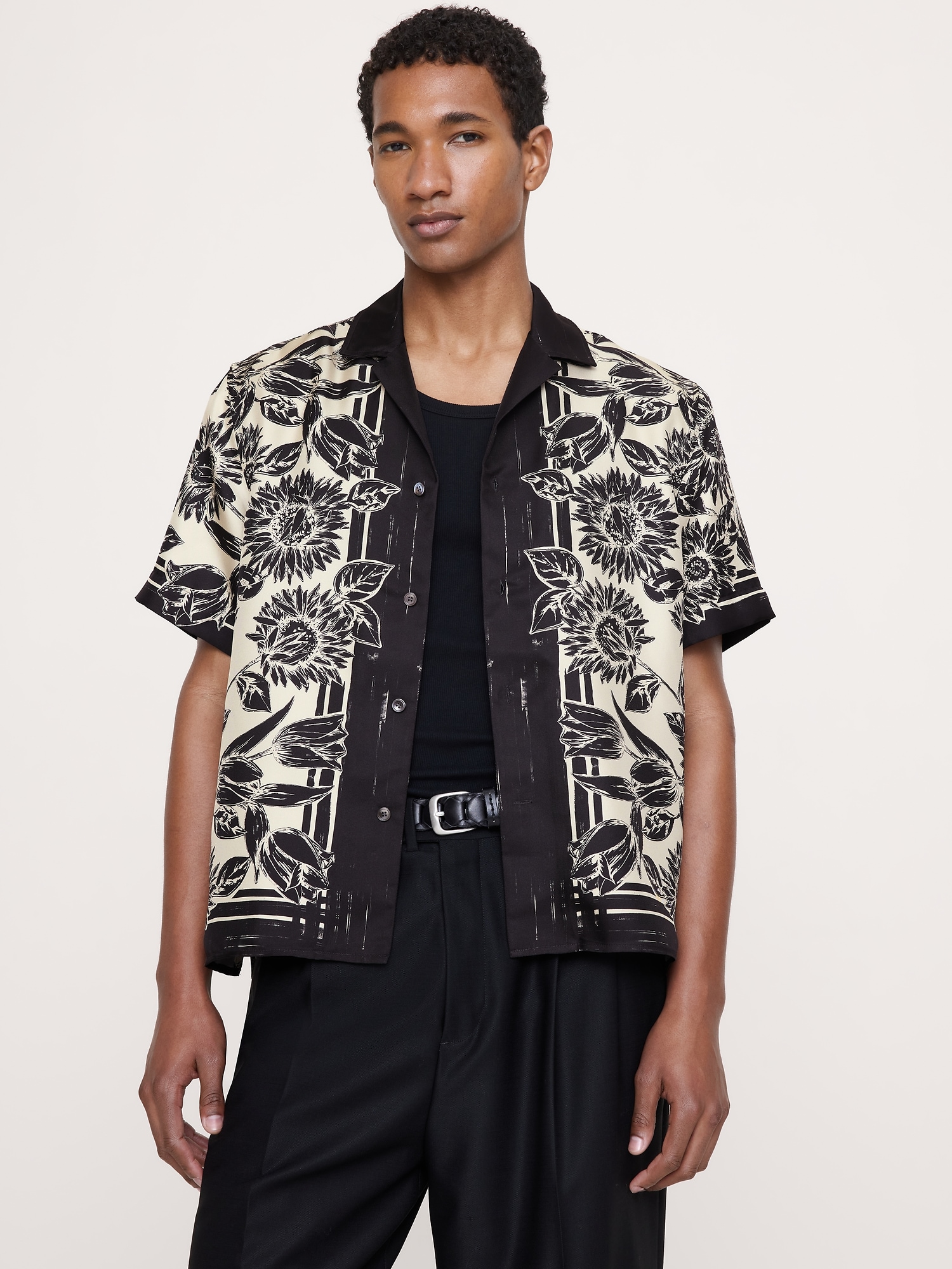 Standard-Fit Silk Resort Shirt