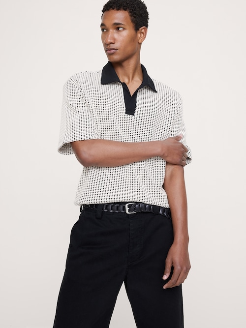 リラックスフィット ワッフルニット ポロシャツ