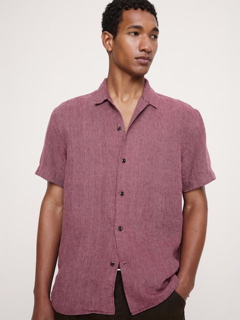 CHEMISE DE VACANCES À COUPE STANDARD EN LIN DE POIDS MOYEN