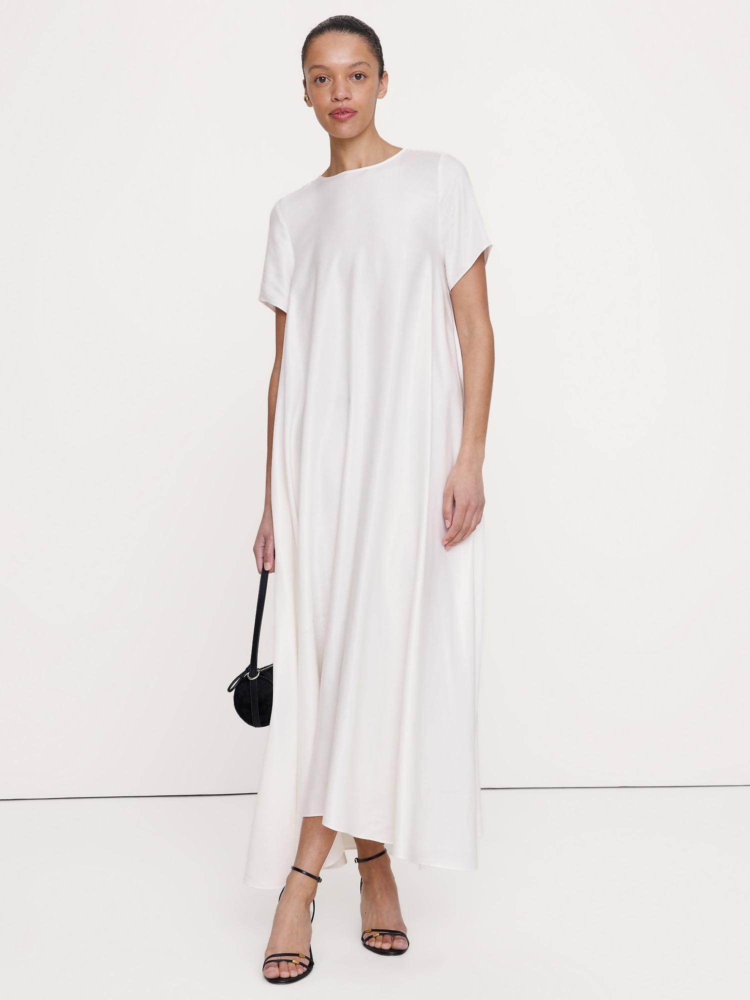 ROBE TRAPÈZE LONGUE EN LIN ET VISCOSE