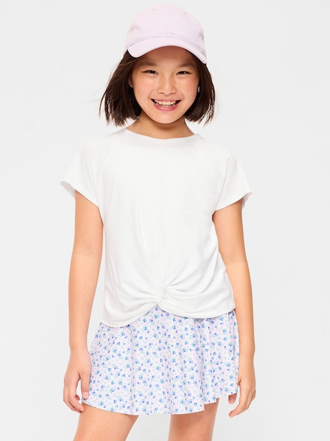 CloudMotion Short-Sleeve Front-Knot T-Shirt for Girls