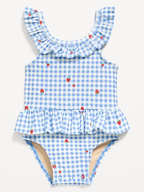 MAILLOT DE BAIN UNE-PIÈCE AVEC BORDURE À VOLANTS ET MOTIF POUR BÉBÉ