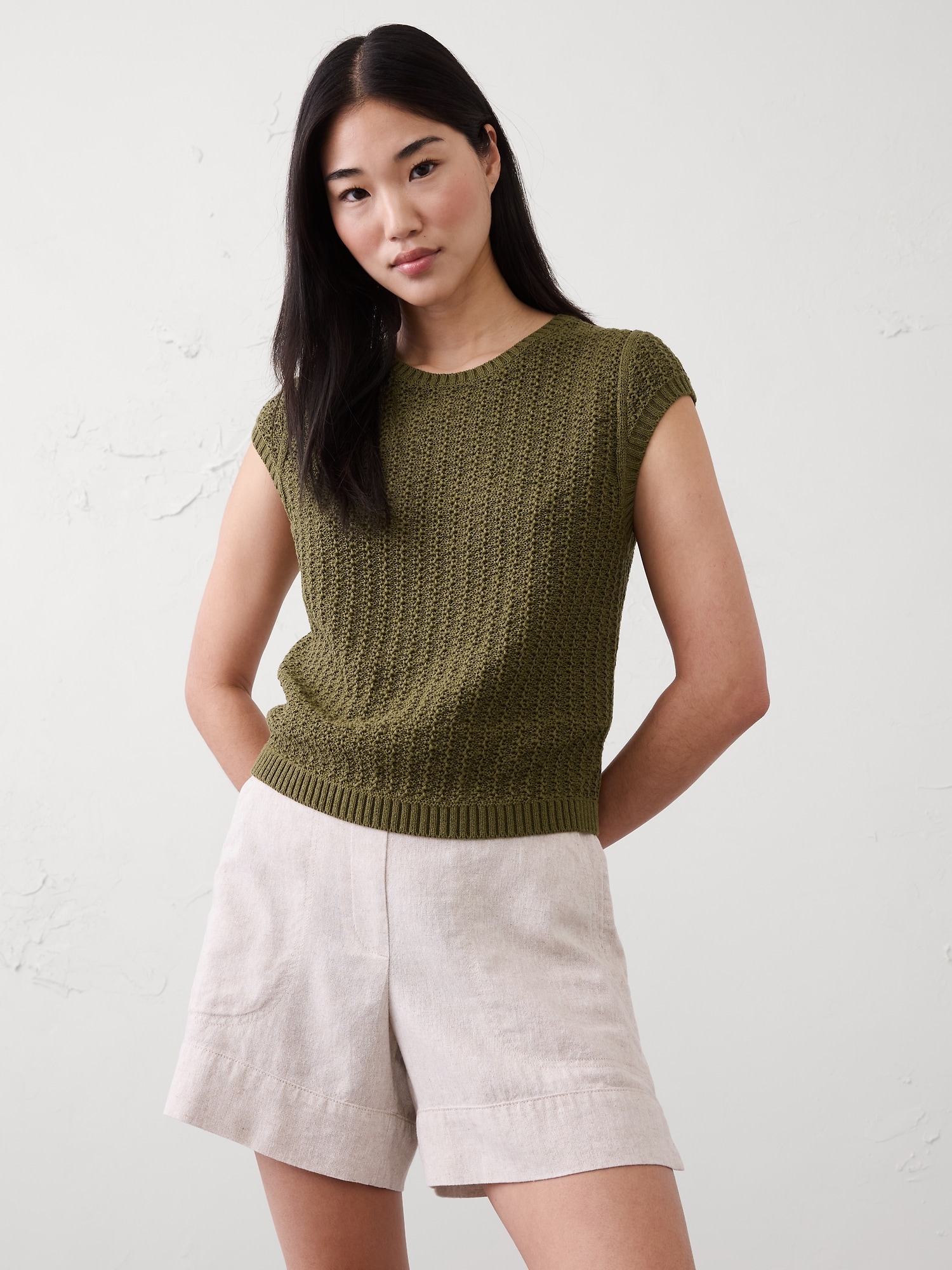 Cotton-Blend Textured Sweater