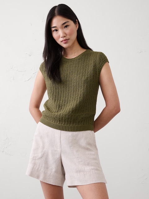 Cotton-Blend Textured Sweater