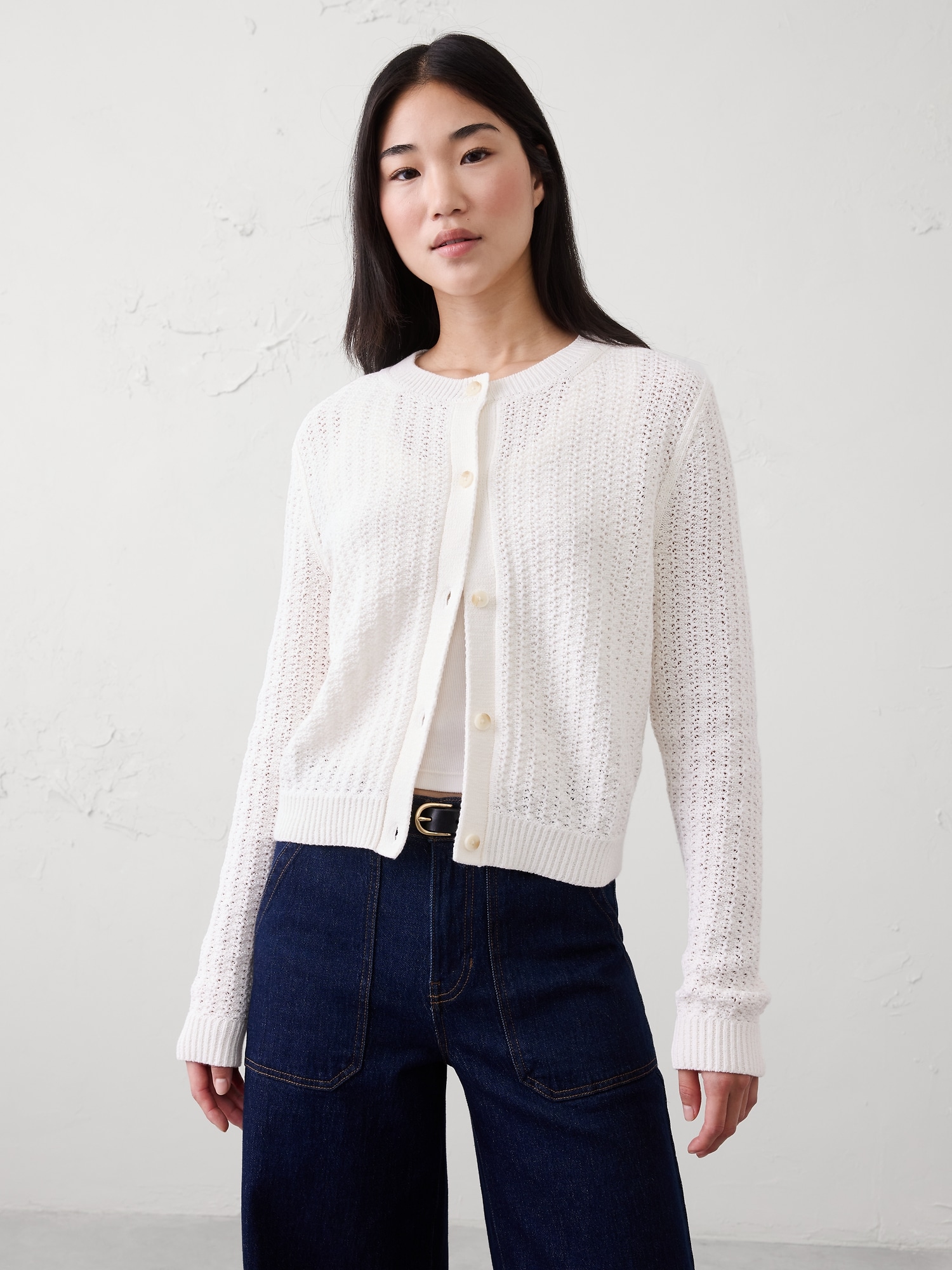 Cotton-Blend Textured Cardigan