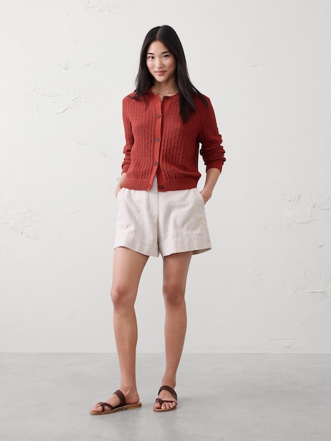Cotton-Blend Textured Cardigan