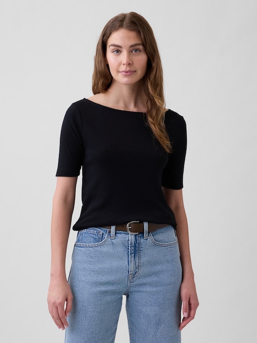 モダン  ボートネックTシャツ