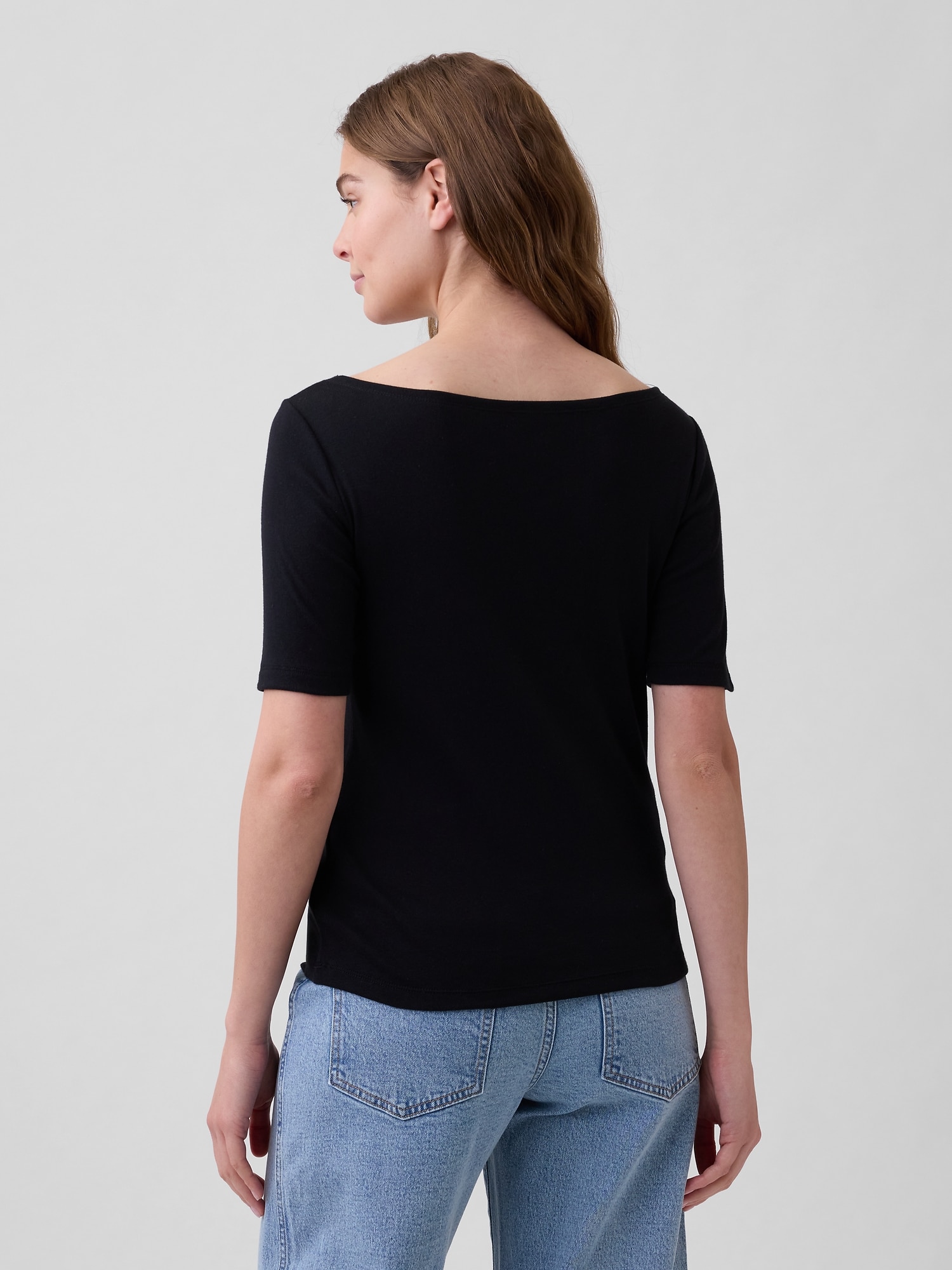 モダン  ボートネックTシャツ-1