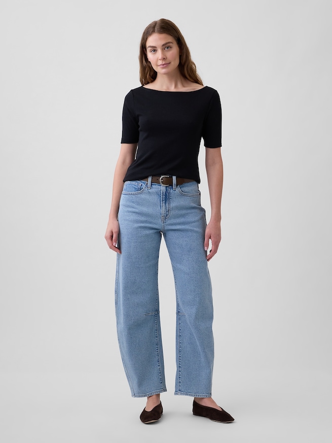 モダンリブ  ボートネックTシャツ-2