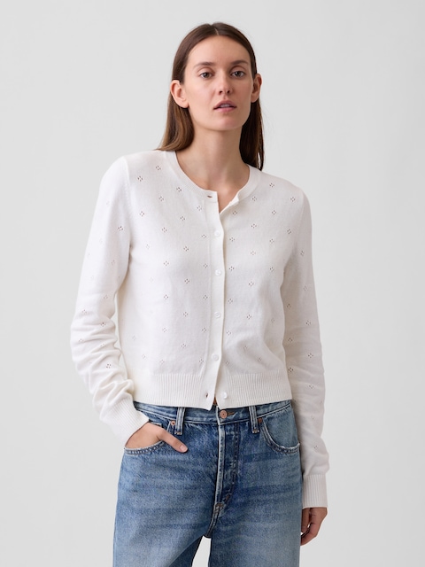 CashSoft Pointelle Cardigan