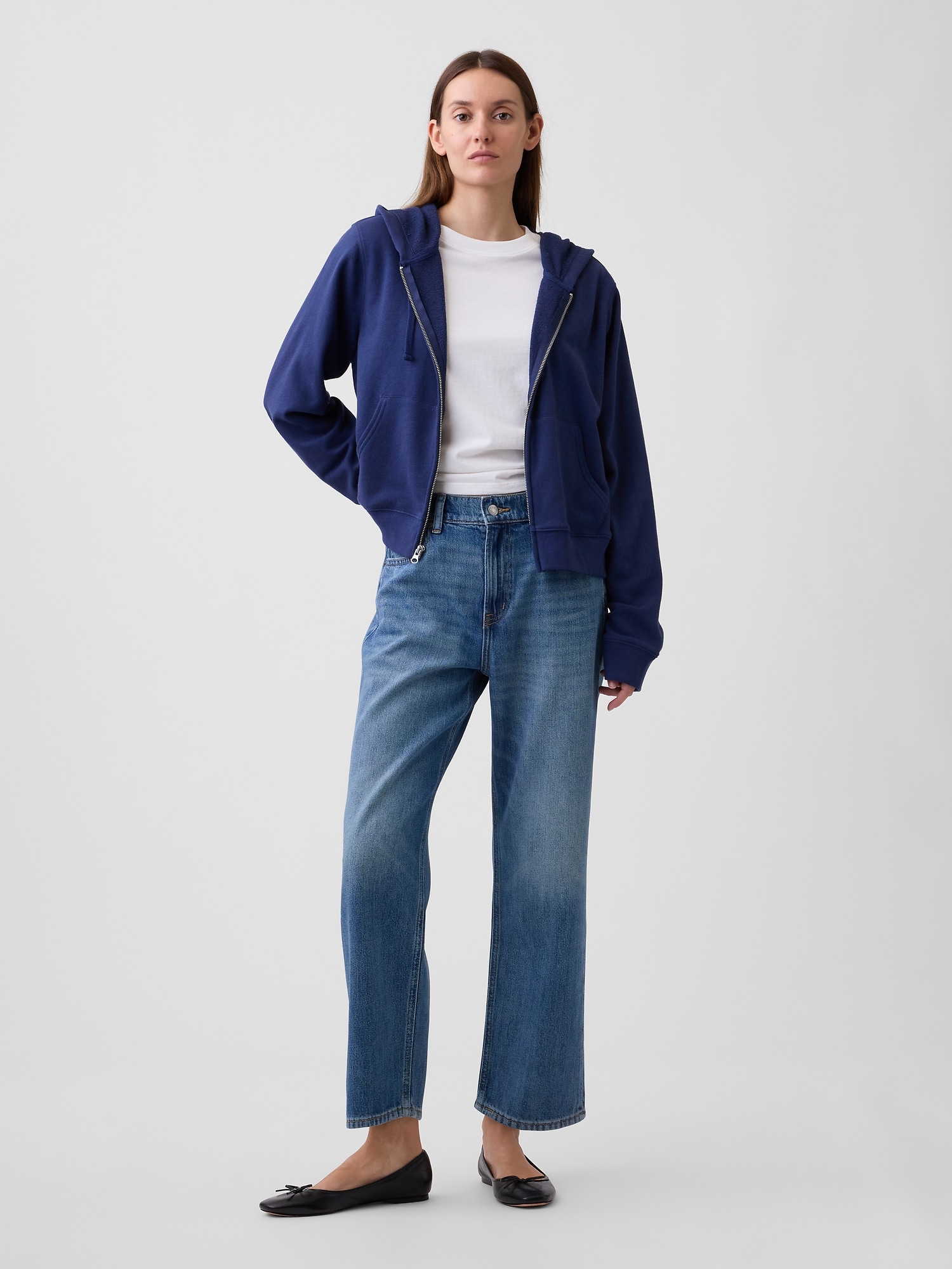 Low Slung SuperSoft Relaxed Straight Crop Jeans
