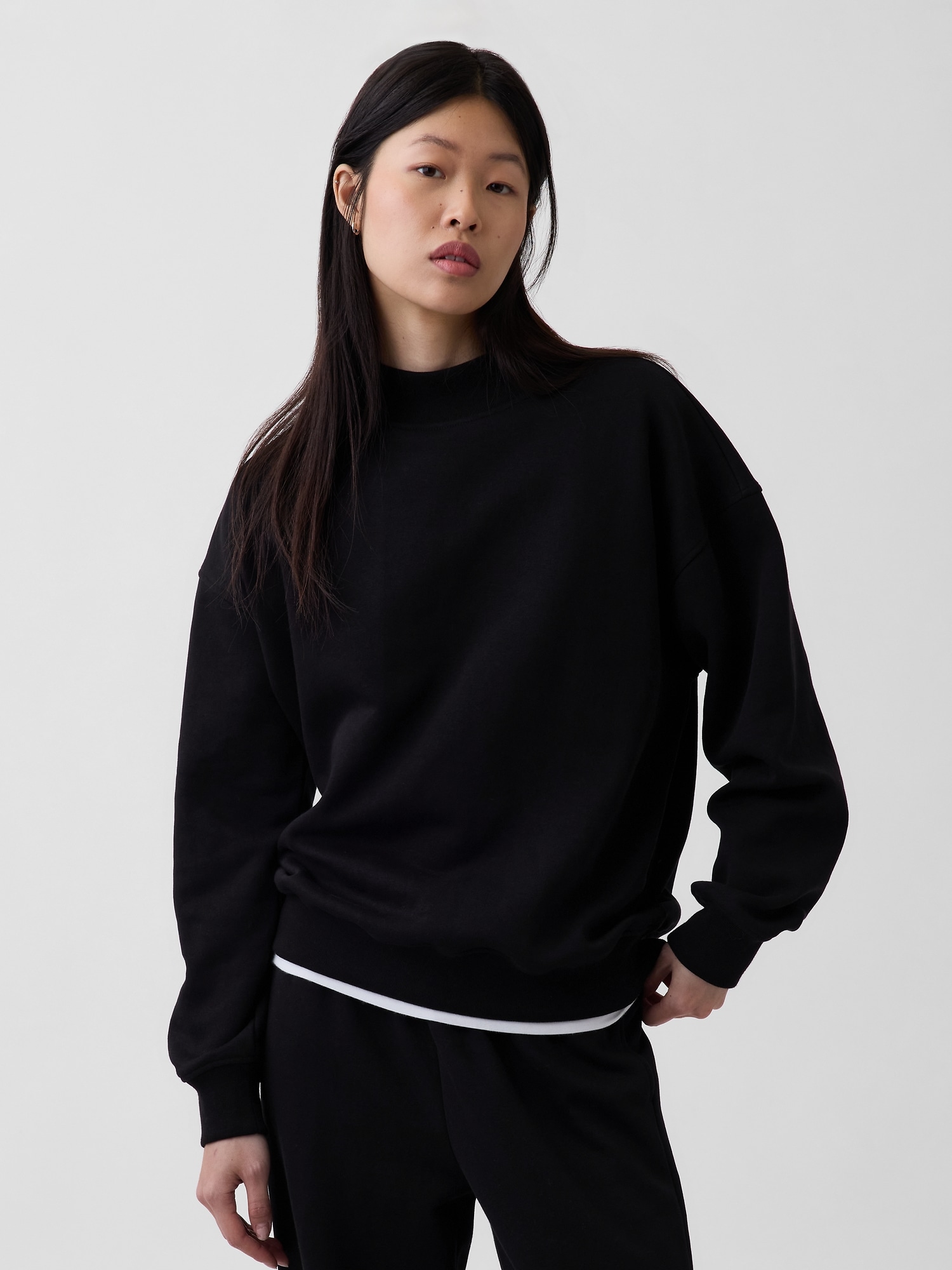 VintageSoft Oversized Mockneck Tunic Sweatshirt