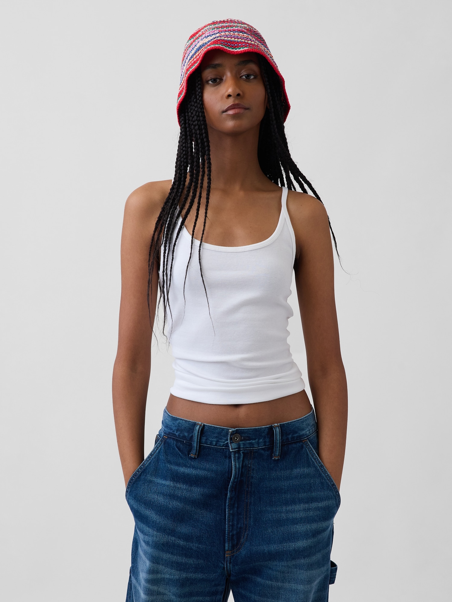 CHAPEAU CLOCHE EN TRICOT RAYÉ POUR ENFANT - Rayures Arc-En