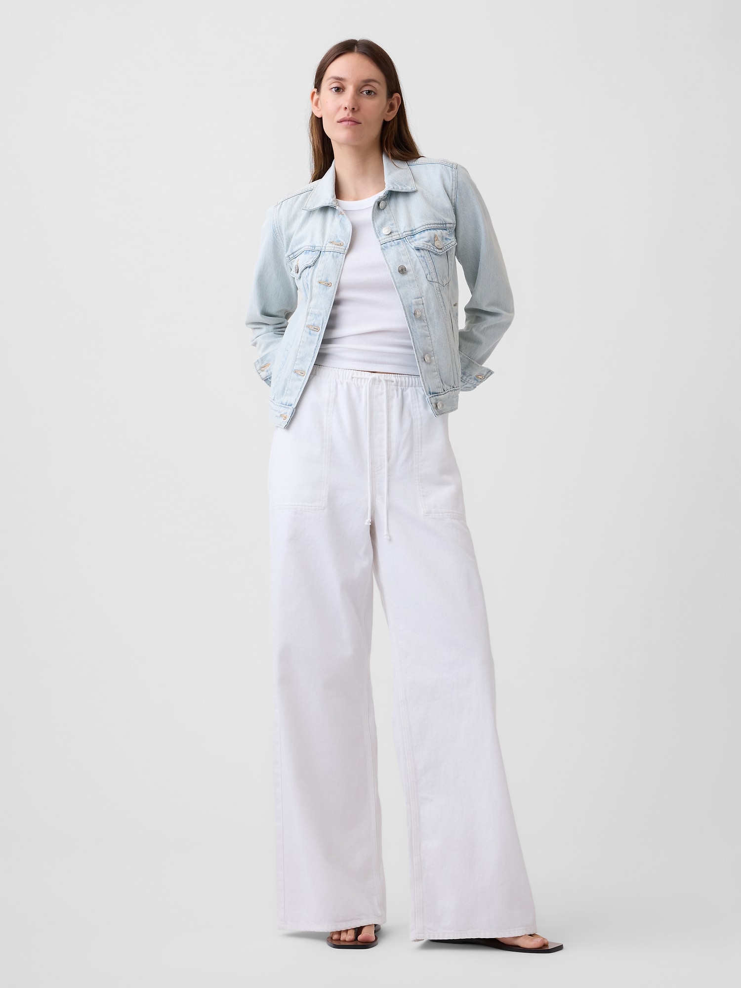 Mid Rise Soft Pull-On Wide-Leg Jeans
