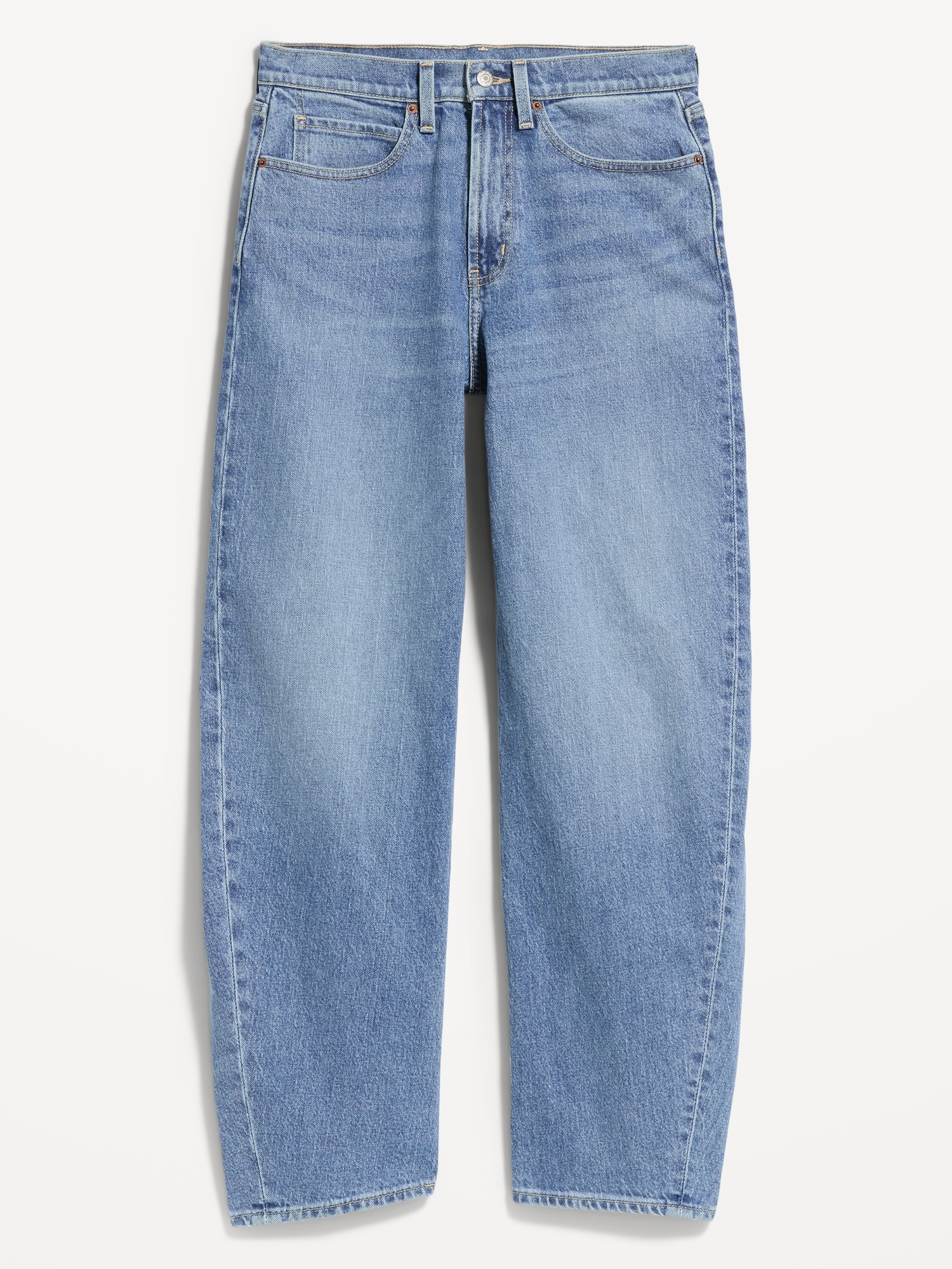 High-Waisted Rounded Wide-Leg Barrel Jeans