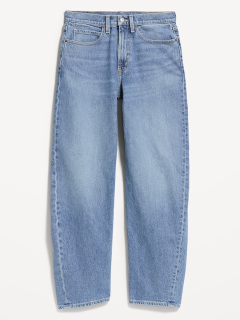 High-Waisted Rounded Wide-Leg Barrel Jeans
